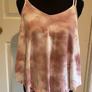 Pink and white tie dye tank top